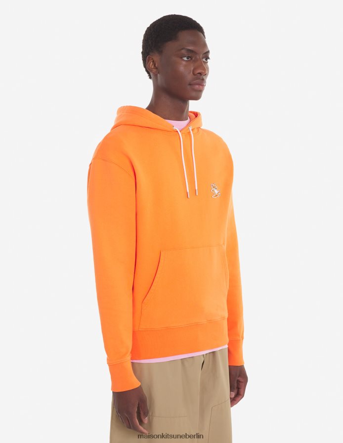 Kleidung V2DHL206 Neon orange Männer Chillax Fox Patch klassischer Kapuzenpullover Maison Kitsune