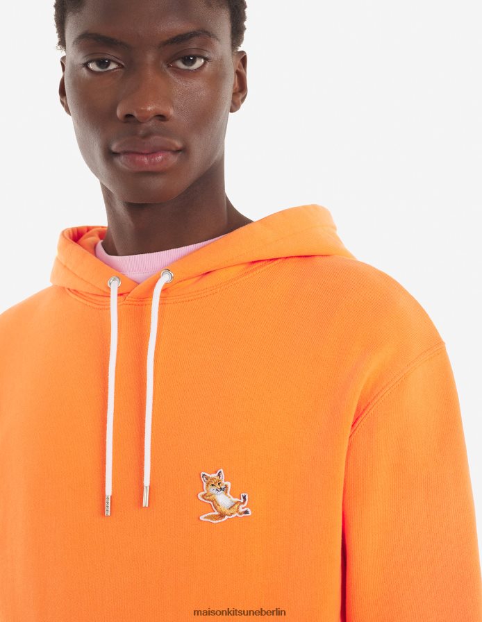 Kleidung V2DHL206 Neon orange Männer Chillax Fox Patch klassischer Kapuzenpullover Maison Kitsune