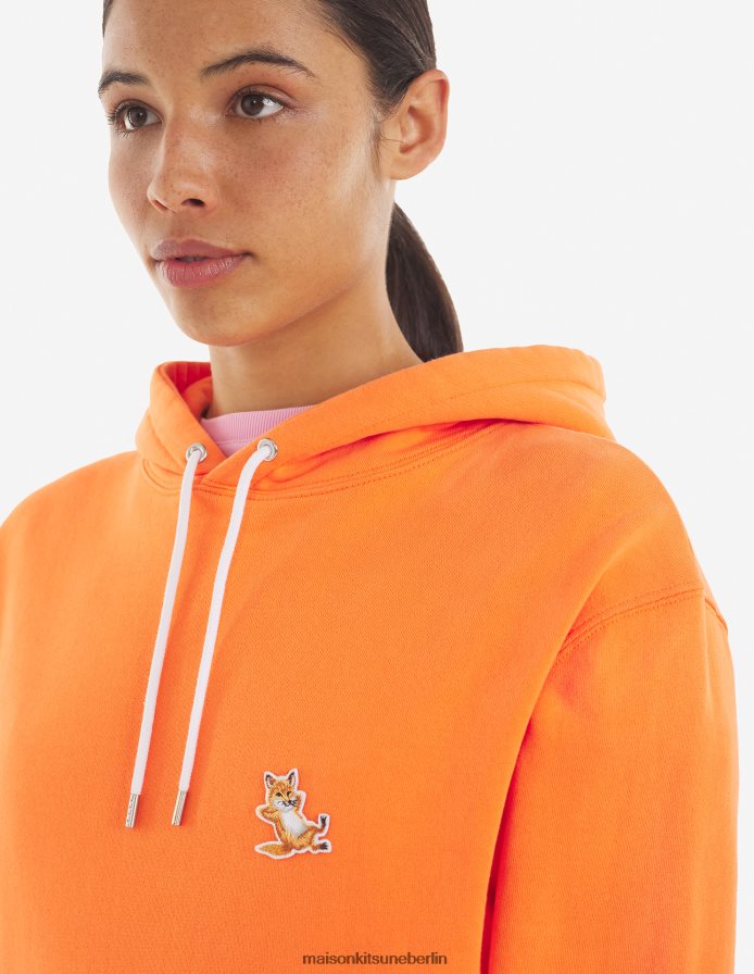 Kleidung V2DHL206 Neon orange Männer Chillax Fox Patch klassischer Kapuzenpullover Maison Kitsune