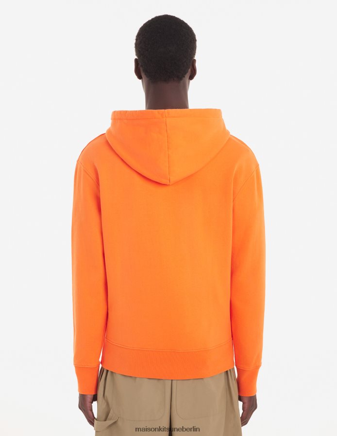 Kleidung V2DHL206 Neon orange Männer Chillax Fox Patch klassischer Kapuzenpullover Maison Kitsune