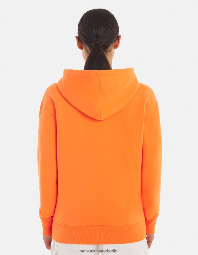 Kleidung V2DHL206 Neon orange Männer Chillax Fox Patch klassischer Kapuzenpullover Maison Kitsune