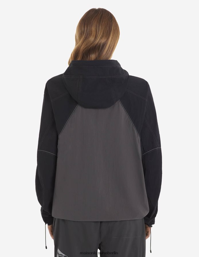 Kleidung V2DHL208 graublauer Farbblock Männer MK X und Wander Hiking Set Up Kapuzenpullover Maison Kitsune