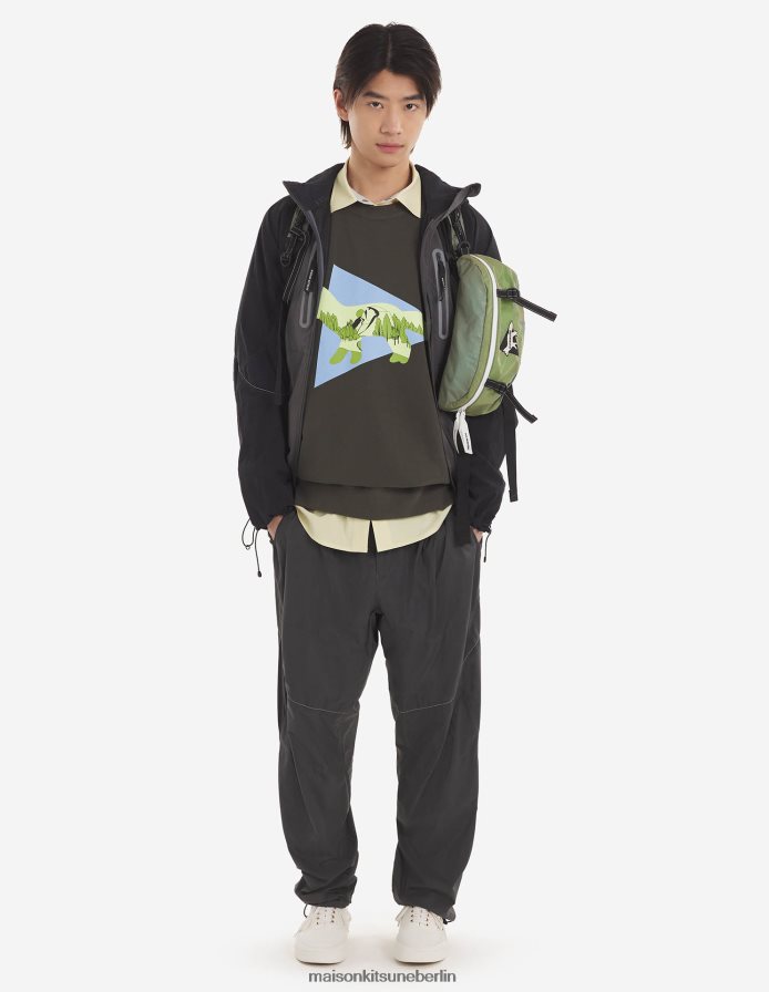 Kleidung V2DHL208 graublauer Farbblock Männer MK X und Wander Hiking Set Up Kapuzenpullover Maison Kitsune