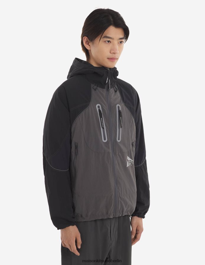 Kleidung V2DHL208 graublauer Farbblock Männer MK X und Wander Hiking Set Up Kapuzenpullover Maison Kitsune