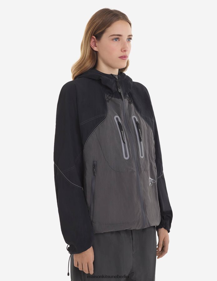 Kleidung V2DHL208 graublauer Farbblock Männer MK X und Wander Hiking Set Up Kapuzenpullover Maison Kitsune