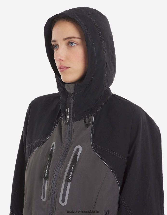 Kleidung V2DHL208 graublauer Farbblock Männer MK X und Wander Hiking Set Up Kapuzenpullover Maison Kitsune