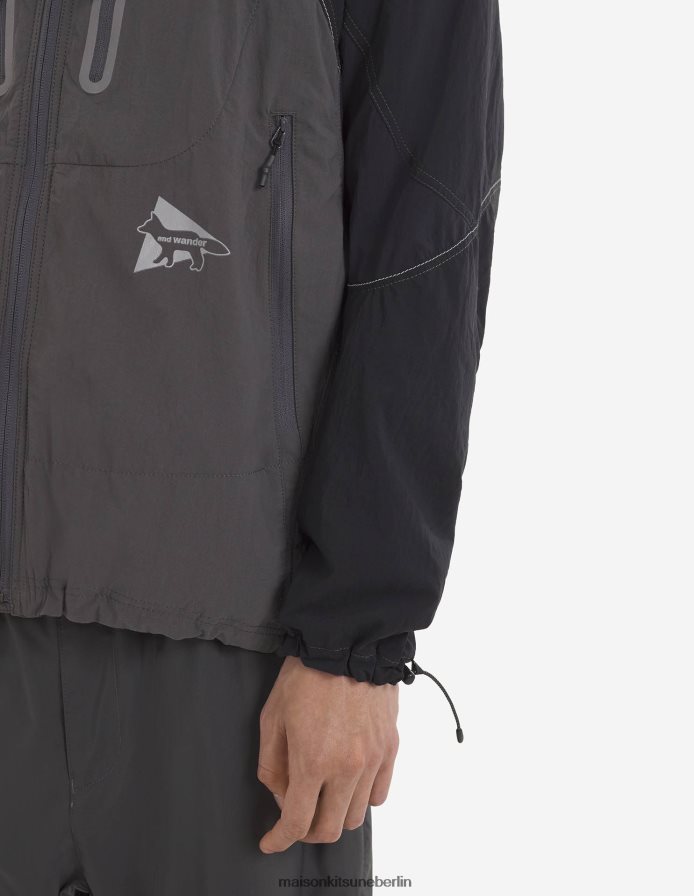 Kleidung V2DHL208 graublauer Farbblock Männer MK X und Wander Hiking Set Up Kapuzenpullover Maison Kitsune