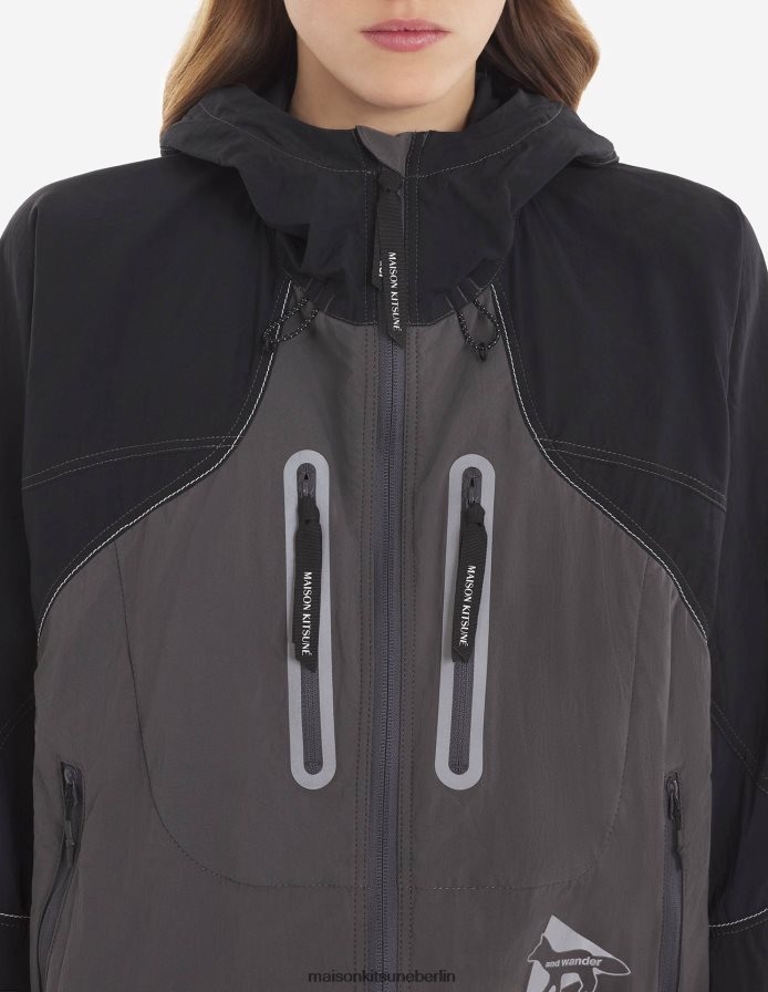 Kleidung V2DHL208 graublauer Farbblock Männer MK X und Wander Hiking Set Up Kapuzenpullover Maison Kitsune