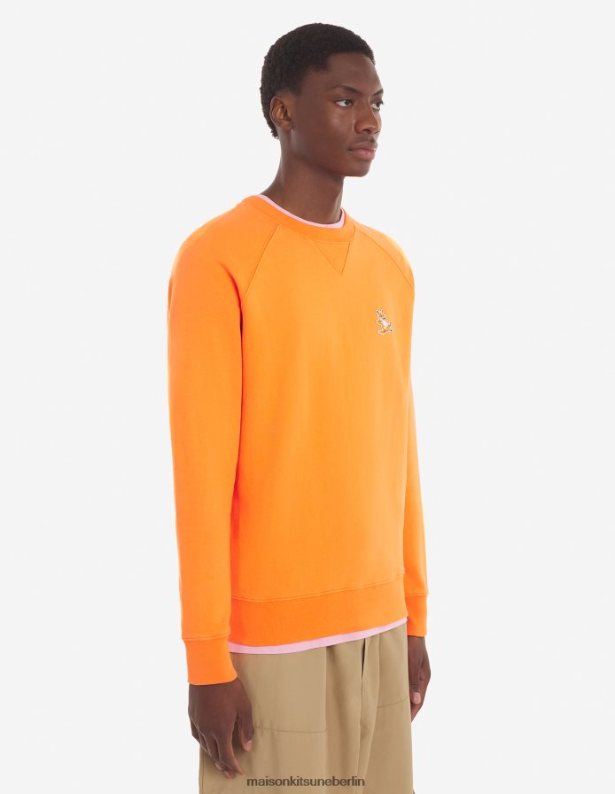 Kleidung V2DHL209 Neon orange Männer Klassisches Sweatshirt mit Chillax-Fuchs-Patch Maison Kitsune