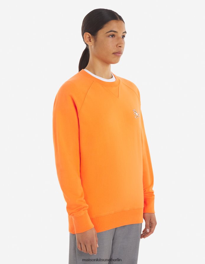 Kleidung V2DHL209 Neon orange Männer Klassisches Sweatshirt mit Chillax-Fuchs-Patch Maison Kitsune