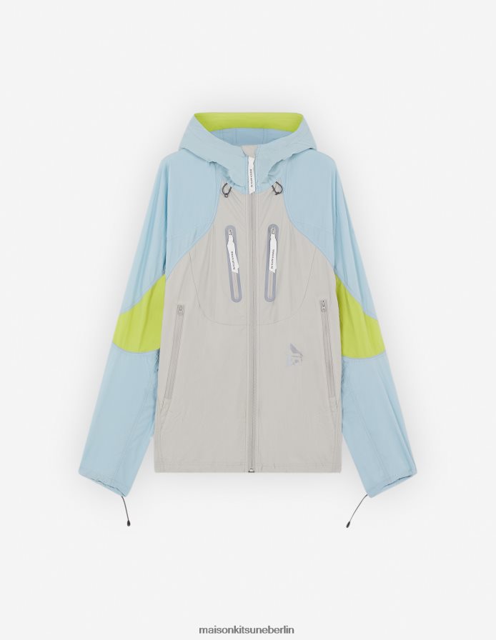 Kleidung V2DHL210 blaugrüner Farbblock Männer MK X und Wander Hiking Set Up Kapuzenpullover Maison Kitsune