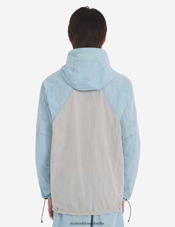 Kleidung V2DHL210 blaugrüner Farbblock Männer MK X und Wander Hiking Set Up Kapuzenpullover Maison Kitsune