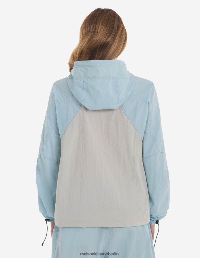 Kleidung V2DHL210 blaugrüner Farbblock Männer MK X und Wander Hiking Set Up Kapuzenpullover Maison Kitsune