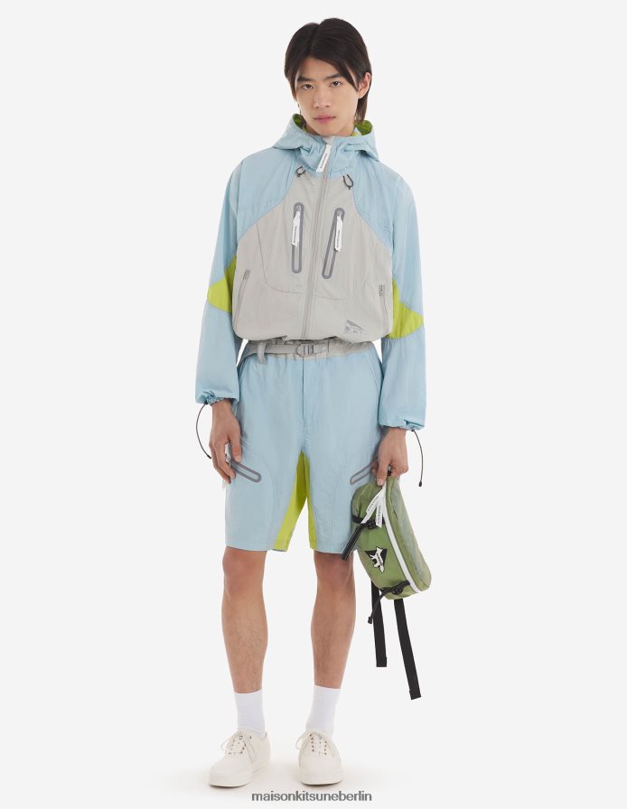 Kleidung V2DHL210 blaugrüner Farbblock Männer MK X und Wander Hiking Set Up Kapuzenpullover Maison Kitsune