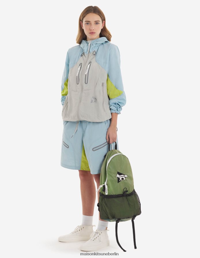 Kleidung V2DHL210 blaugrüner Farbblock Männer MK X und Wander Hiking Set Up Kapuzenpullover Maison Kitsune