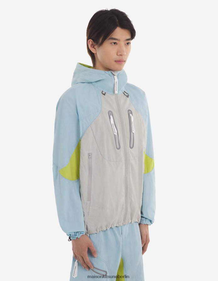 Kleidung V2DHL210 blaugrüner Farbblock Männer MK X und Wander Hiking Set Up Kapuzenpullover Maison Kitsune