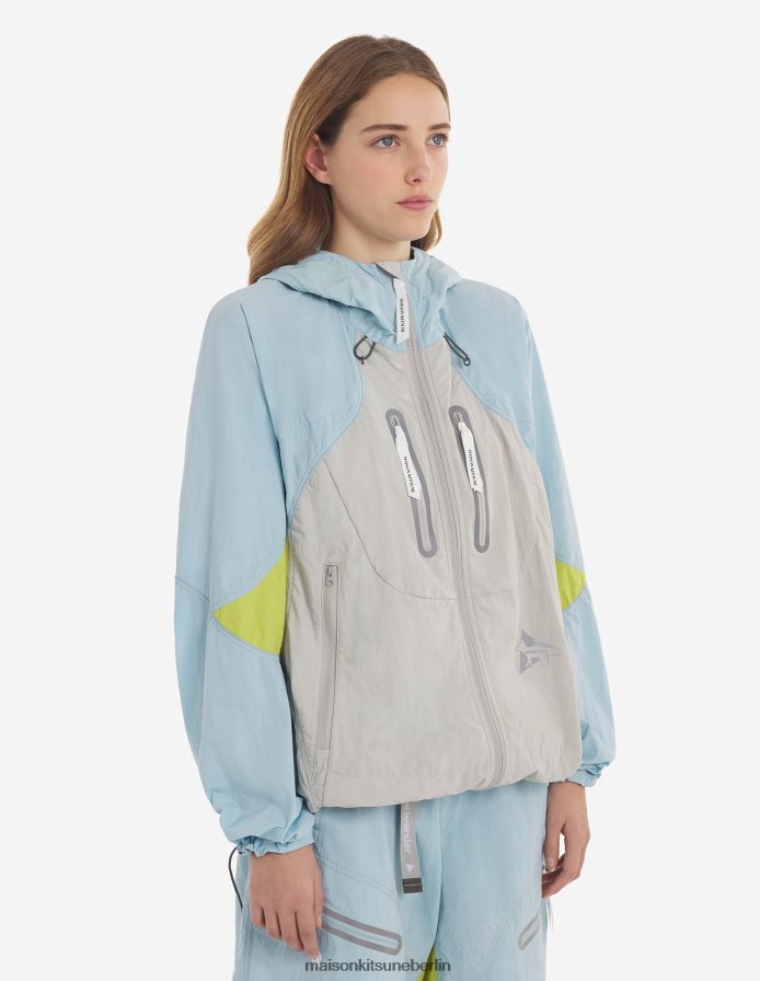 Kleidung V2DHL210 blaugrüner Farbblock Männer MK X und Wander Hiking Set Up Kapuzenpullover Maison Kitsune