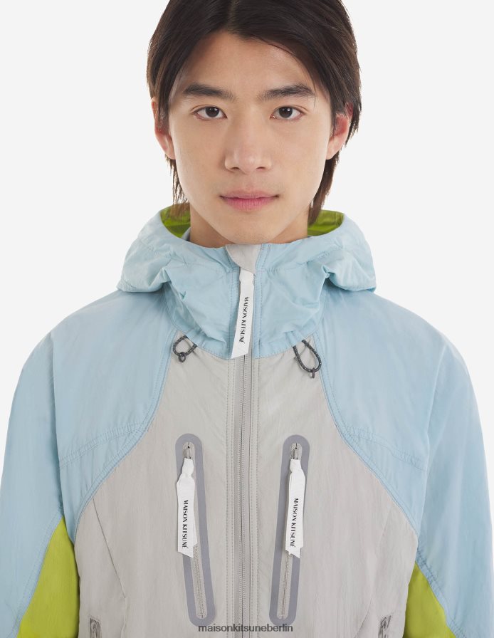 Kleidung V2DHL210 blaugrüner Farbblock Männer MK X und Wander Hiking Set Up Kapuzenpullover Maison Kitsune