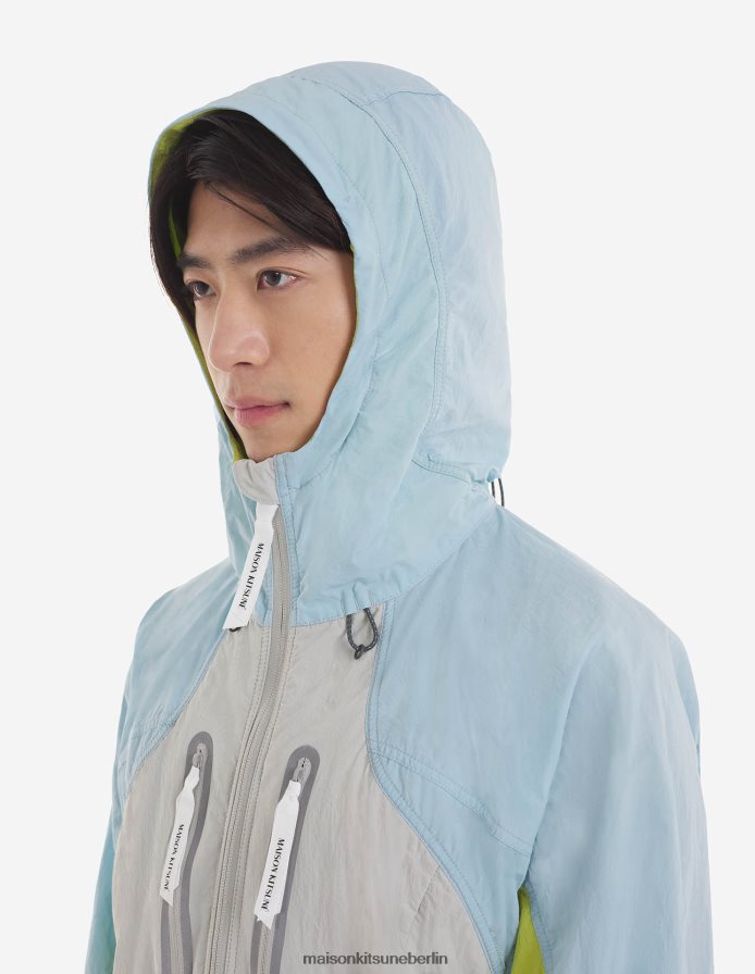 Kleidung V2DHL210 blaugrüner Farbblock Männer MK X und Wander Hiking Set Up Kapuzenpullover Maison Kitsune