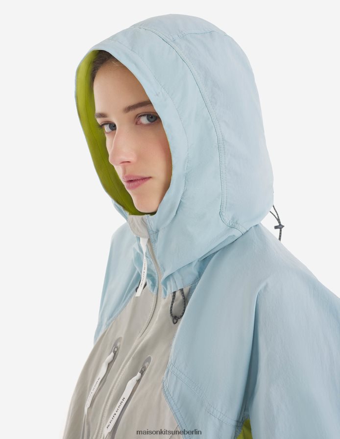 Kleidung V2DHL210 blaugrüner Farbblock Männer MK X und Wander Hiking Set Up Kapuzenpullover Maison Kitsune