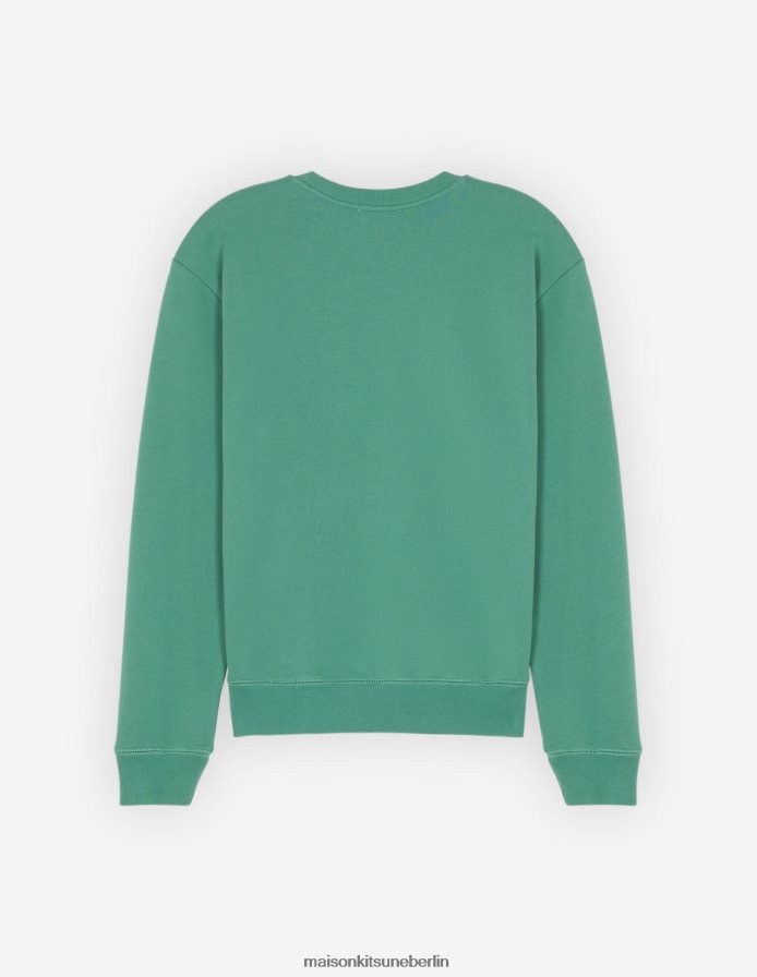 Kleidung V2DHL211 tropisches Grün Männer Komfort-Sweatshirt mit Wappen Maison Kitsune