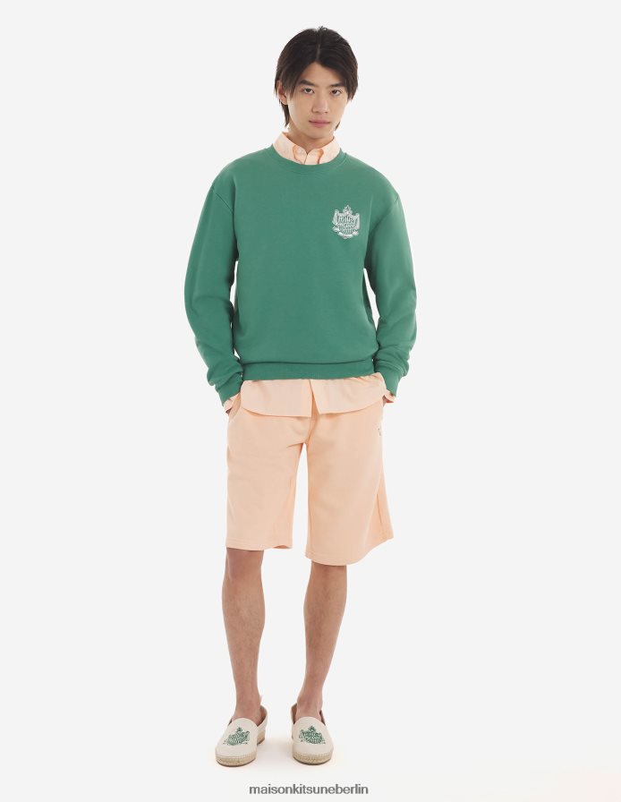 Kleidung V2DHL211 tropisches Grün Männer Komfort-Sweatshirt mit Wappen Maison Kitsune