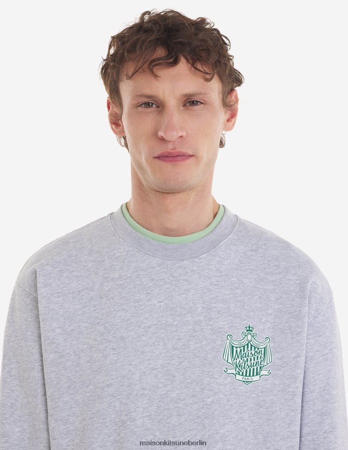 Kleidung V2DHL212 hellgrau meliert Männer Komfort-Sweatshirt mit Wappen Maison Kitsune