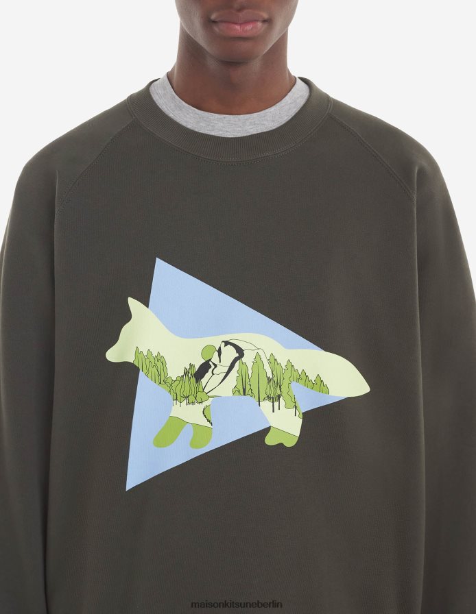 Kleidung V2DHL215 khaki Männer MK x and Wander Dry Baumwoll-Sweatshirt Maison Kitsune