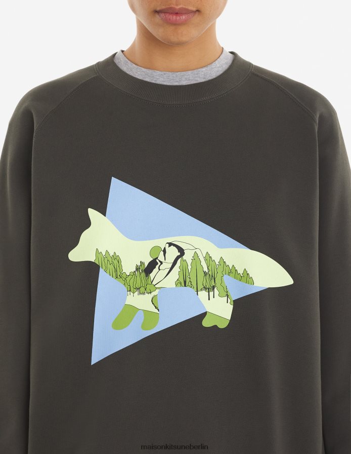 Kleidung V2DHL215 khaki Männer MK x and Wander Dry Baumwoll-Sweatshirt Maison Kitsune