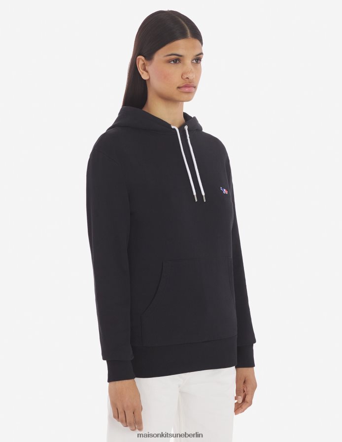 Kleidung V2DHL220 Schwarz Männer Klassischer Kapuzenpullover mit dreifarbigem Fuchs-Patch Maison Kitsune