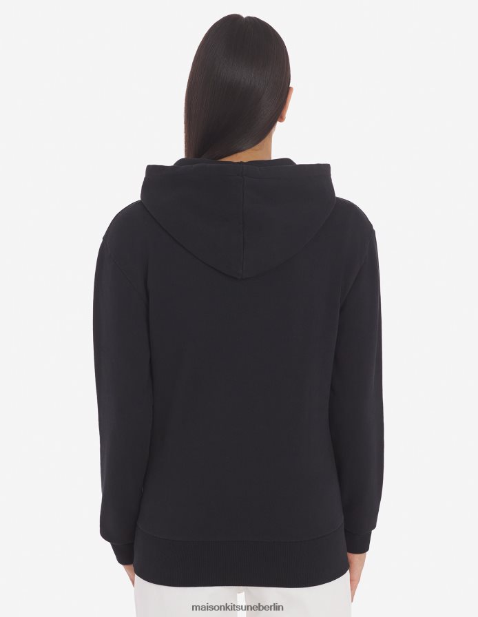 Kleidung V2DHL220 Schwarz Männer Klassischer Kapuzenpullover mit dreifarbigem Fuchs-Patch Maison Kitsune