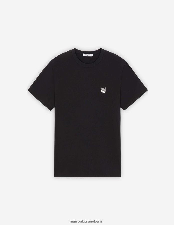 Kleidung V2DHL10 Schwarz Männer Klassisches T-Shirt mit grauem Fuchskopf-Patch Maison Kitsune
