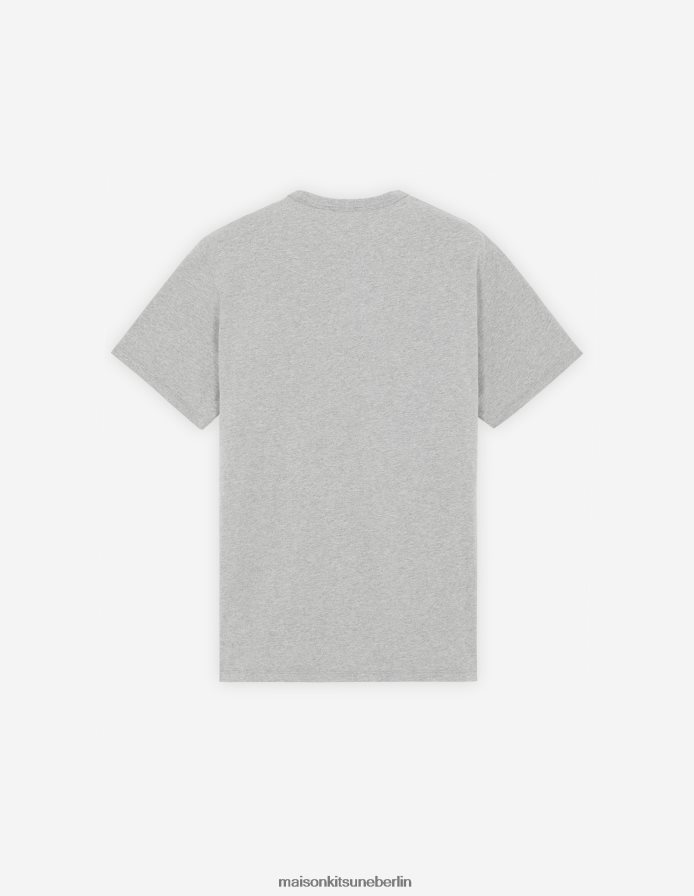 Kleidung V2DHL11 graue Melange Männer Klassisches T-Shirt mit grauem Fuchskopf-Patch Maison Kitsune