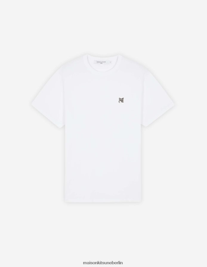 Kleidung V2DHL12 Weiß Männer Klassisches T-Shirt mit grauem Fuchskopf-Patch Maison Kitsune