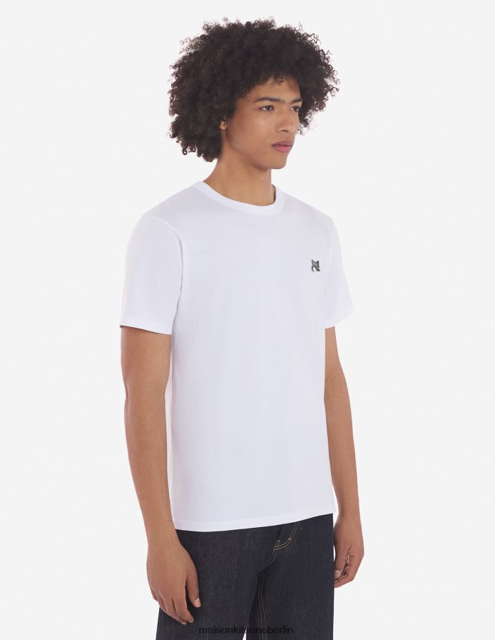 Kleidung V2DHL12 Weiß Männer Klassisches T-Shirt mit grauem Fuchskopf-Patch Maison Kitsune