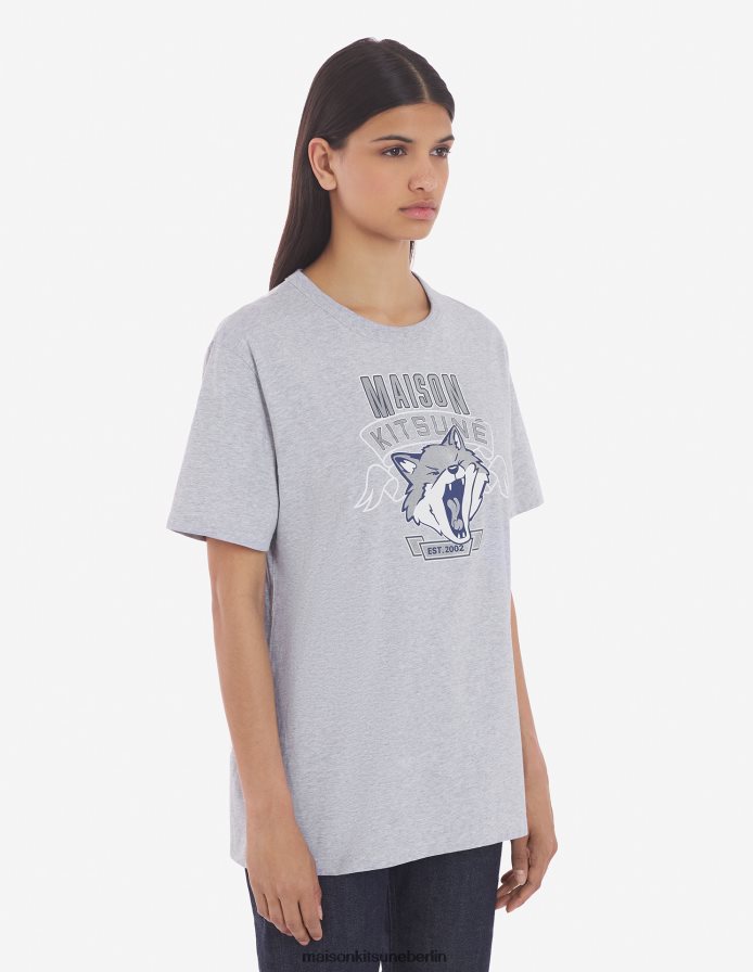 Kleidung V2DHL13 hellgrau meliert Männer 6 18 klassisches T-Shirt mit Fuchskopf-Print vorne Maison Kitsune