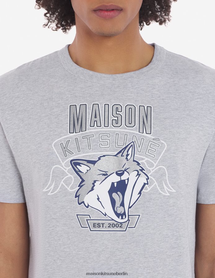 Kleidung V2DHL13 hellgrau meliert Männer 6 18 klassisches T-Shirt mit Fuchskopf-Print vorne Maison Kitsune