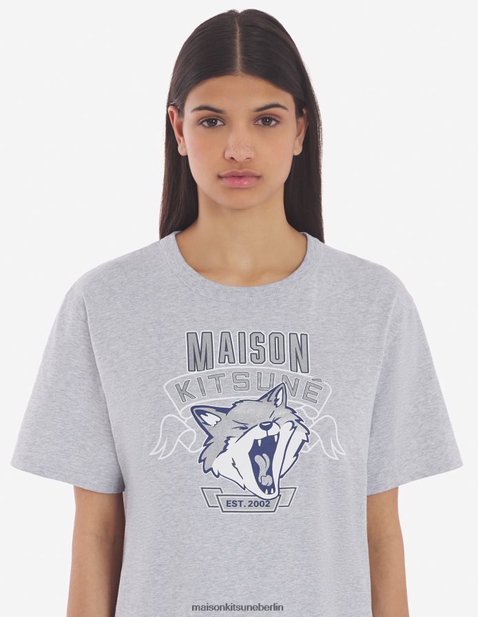 Kleidung V2DHL13 hellgrau meliert Männer 6 18 klassisches T-Shirt mit Fuchskopf-Print vorne Maison Kitsune