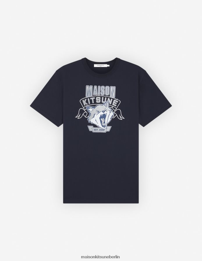 Kleidung V2DHL14 Marine Männer 6 18 klassisches T-Shirt mit Fuchskopf-Print vorne Maison Kitsune