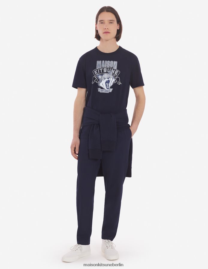 Kleidung V2DHL14 Marine Männer 6 18 klassisches T-Shirt mit Fuchskopf-Print vorne Maison Kitsune