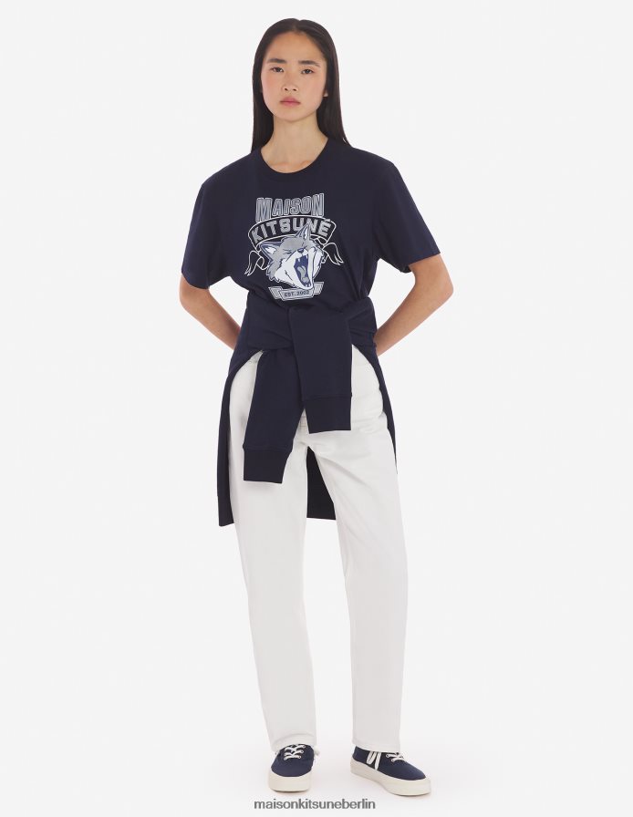 Kleidung V2DHL14 Marine Männer 6 18 klassisches T-Shirt mit Fuchskopf-Print vorne Maison Kitsune