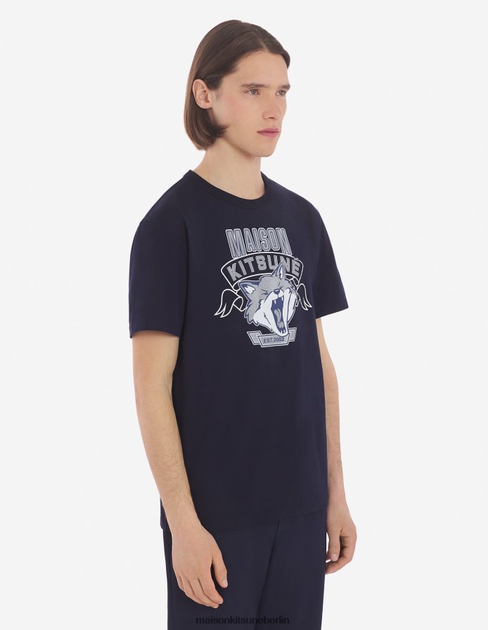 Kleidung V2DHL14 Marine Männer 6 18 klassisches T-Shirt mit Fuchskopf-Print vorne Maison Kitsune