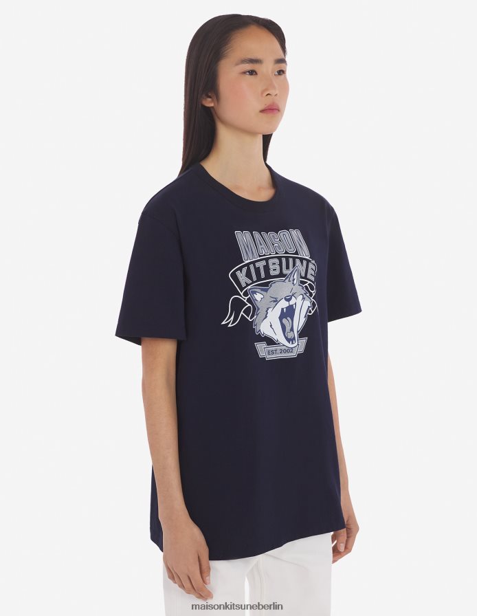 Kleidung V2DHL14 Marine Männer 6 18 klassisches T-Shirt mit Fuchskopf-Print vorne Maison Kitsune