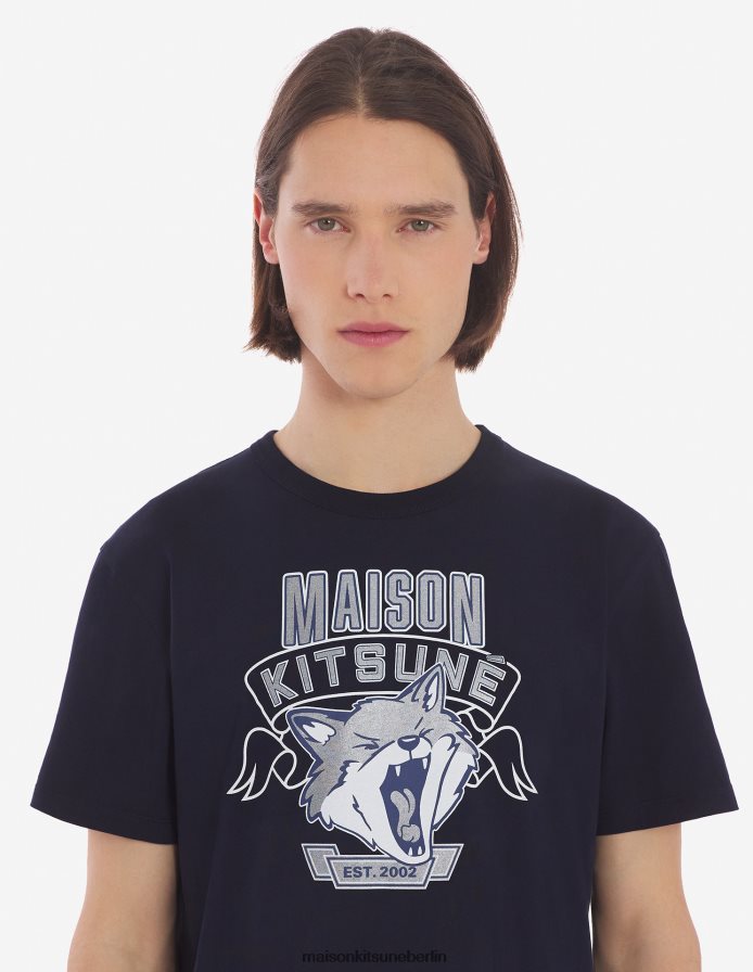 Kleidung V2DHL14 Marine Männer 6 18 klassisches T-Shirt mit Fuchskopf-Print vorne Maison Kitsune