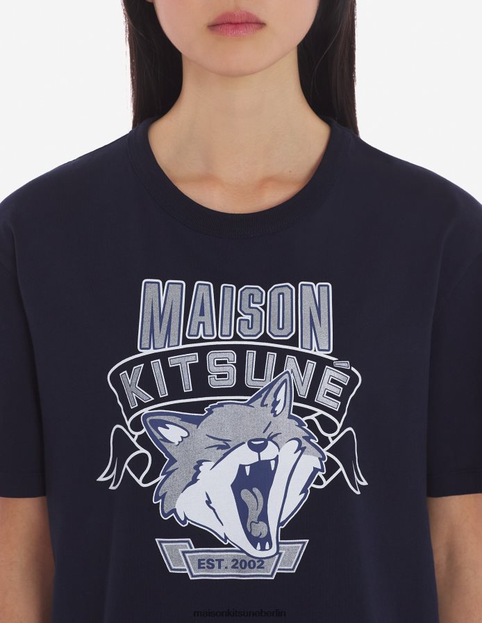 Kleidung V2DHL14 Marine Männer 6 18 klassisches T-Shirt mit Fuchskopf-Print vorne Maison Kitsune