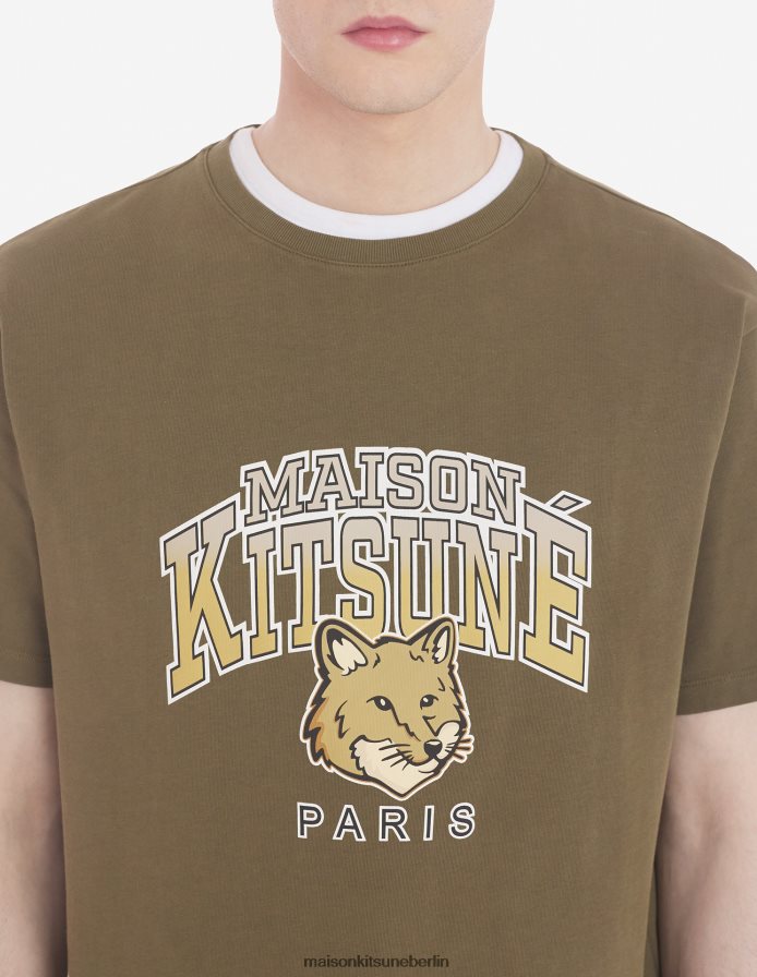 Kleidung V2DHL15 khaki Männer Campus Fox entspanntes T-Shirt Maison Kitsune
