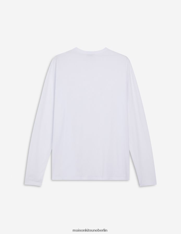 Kleidung V2DHL17 Weiß Männer Reguläres langärmliges T-Shirt mit Fuchskopf-Patch Maison Kitsune