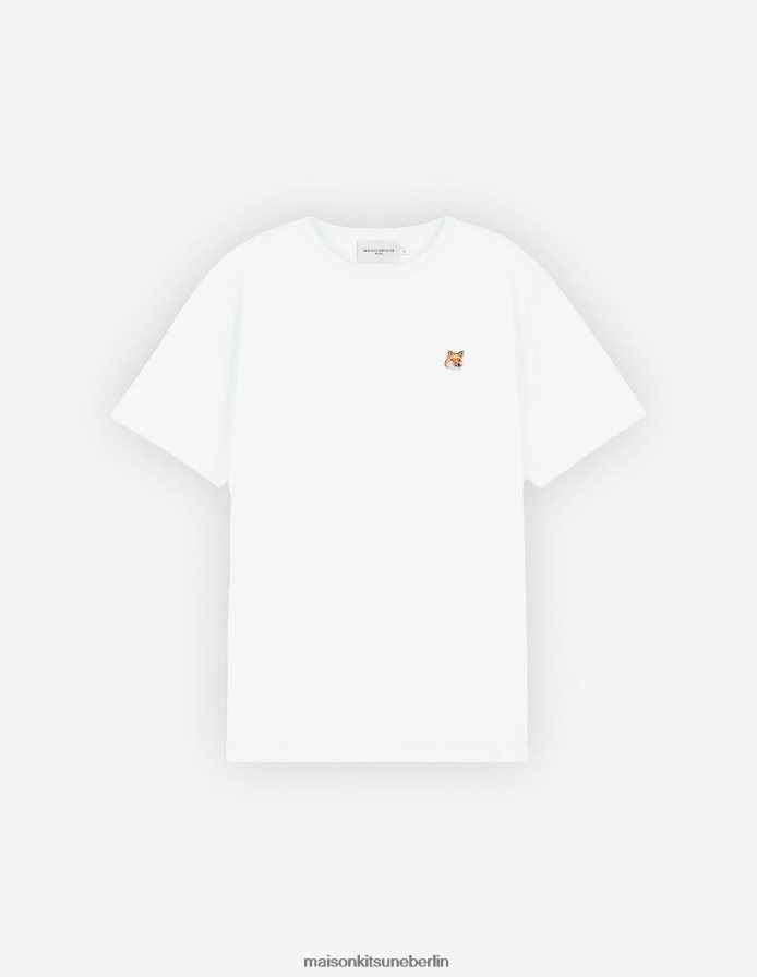 Kleidung V2DHL18 Weiß Männer Lässiges T-Shirt mit Fuchskopf-Patch Maison Kitsune