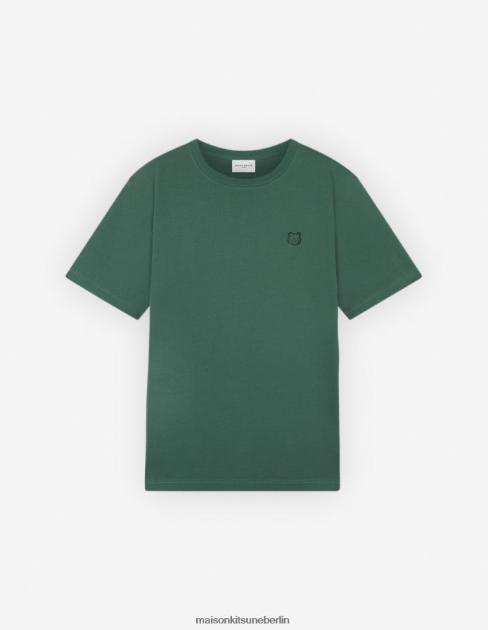 Kleidung V2DHL1 Flaschengrün Männer Komfort-T-Shirt mit auffälligem Fuchskopf-Patch Maison Kitsune