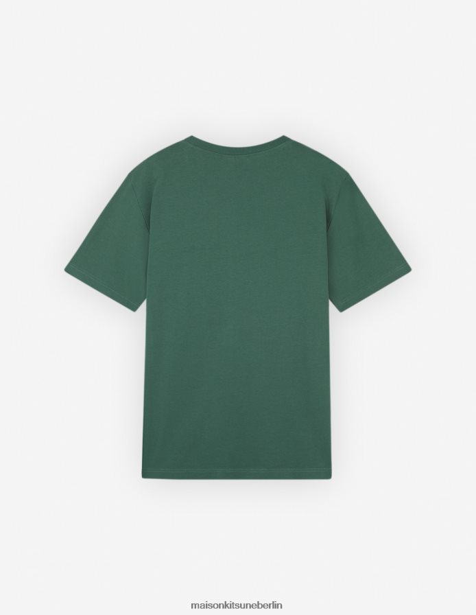 Kleidung V2DHL1 Flaschengrün Männer Komfort-T-Shirt mit auffälligem Fuchskopf-Patch Maison Kitsune